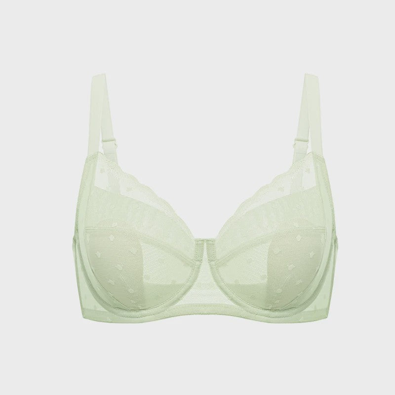 Elegante Kanten Minimizer Bh met Polkadot Dessin - Volledige Bedekking & Stevigheid