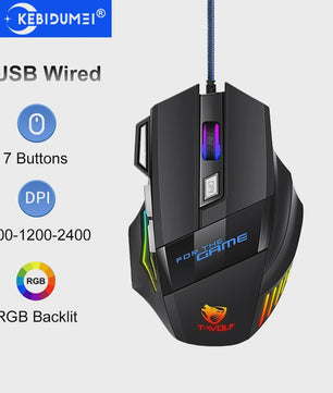 Ergonomische USB Bedrade Gaming Muis met 6 Knoppen en 7200 DPI
