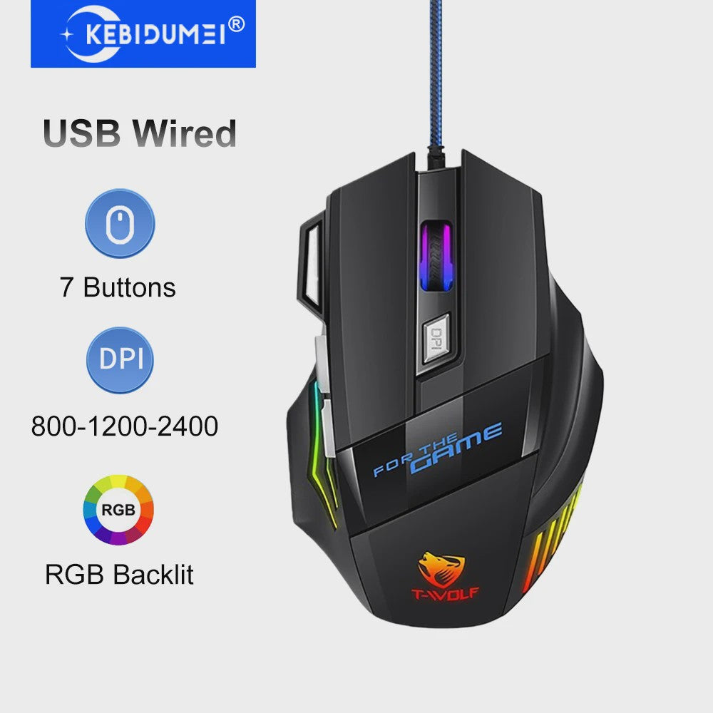 Ergonomische USB Bedrade Gaming Muis met 6 Knoppen en 7200 DPI