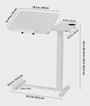 Mobiele Bedtafel met Zwenkwielen - In Hoogte & Hoek Verstelbaar Laptop Bureau