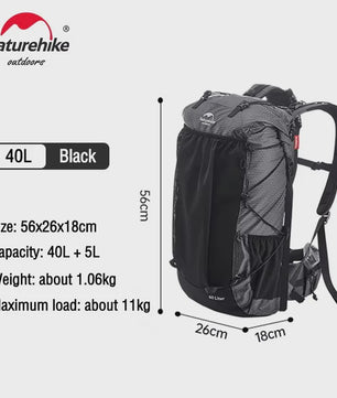 Naturehike Klimrugzak 60+5L - Ruime Outdoor Rugzak voor Reizen, Kamperen en Klimmen met Regenhoes