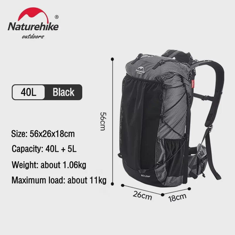 Naturehike Klimrugzak 60+5L - Ruime Outdoor Rugzak voor Reizen, Kamperen en Klimmen met Regenhoes