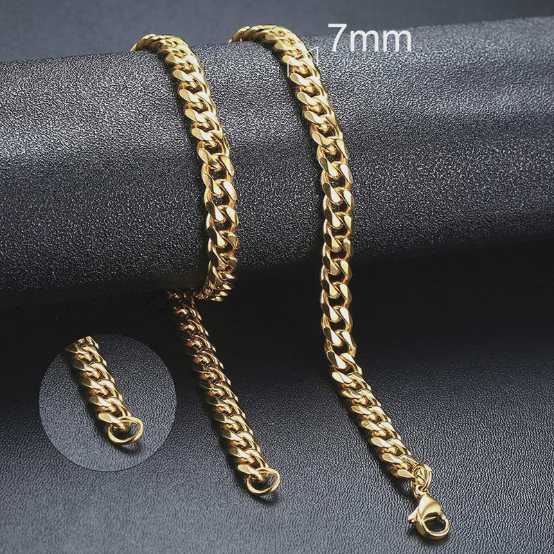 Vnox Gouden Kubaanse Ketting - Roestvrij Staal Unisex Halsketting