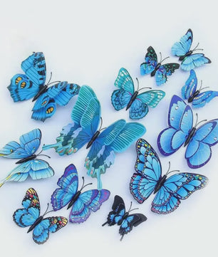 12x 3D Vlinder Stickers - Kleurrijke Decoratie voor Huis, Bruiloft & Kantoor