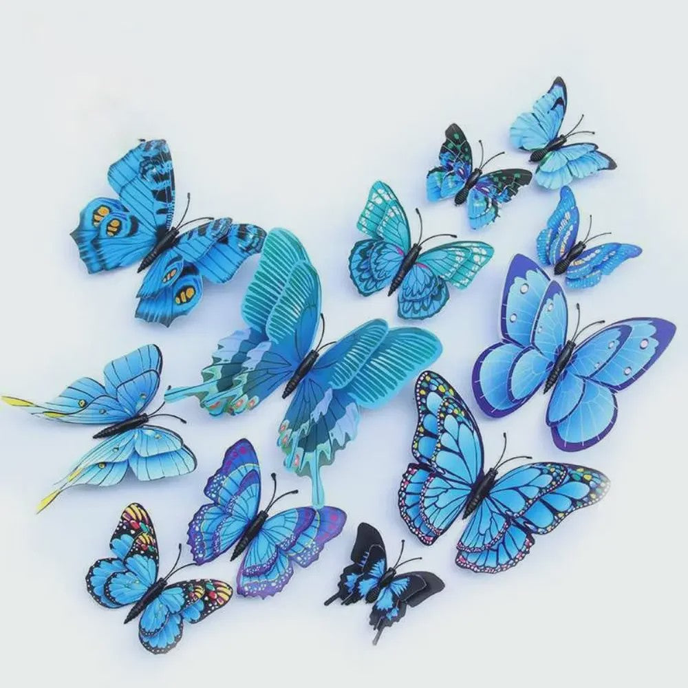 12x 3D Vlinder Stickers - Kleurrijke Decoratie voor Huis, Bruiloft & Kantoor