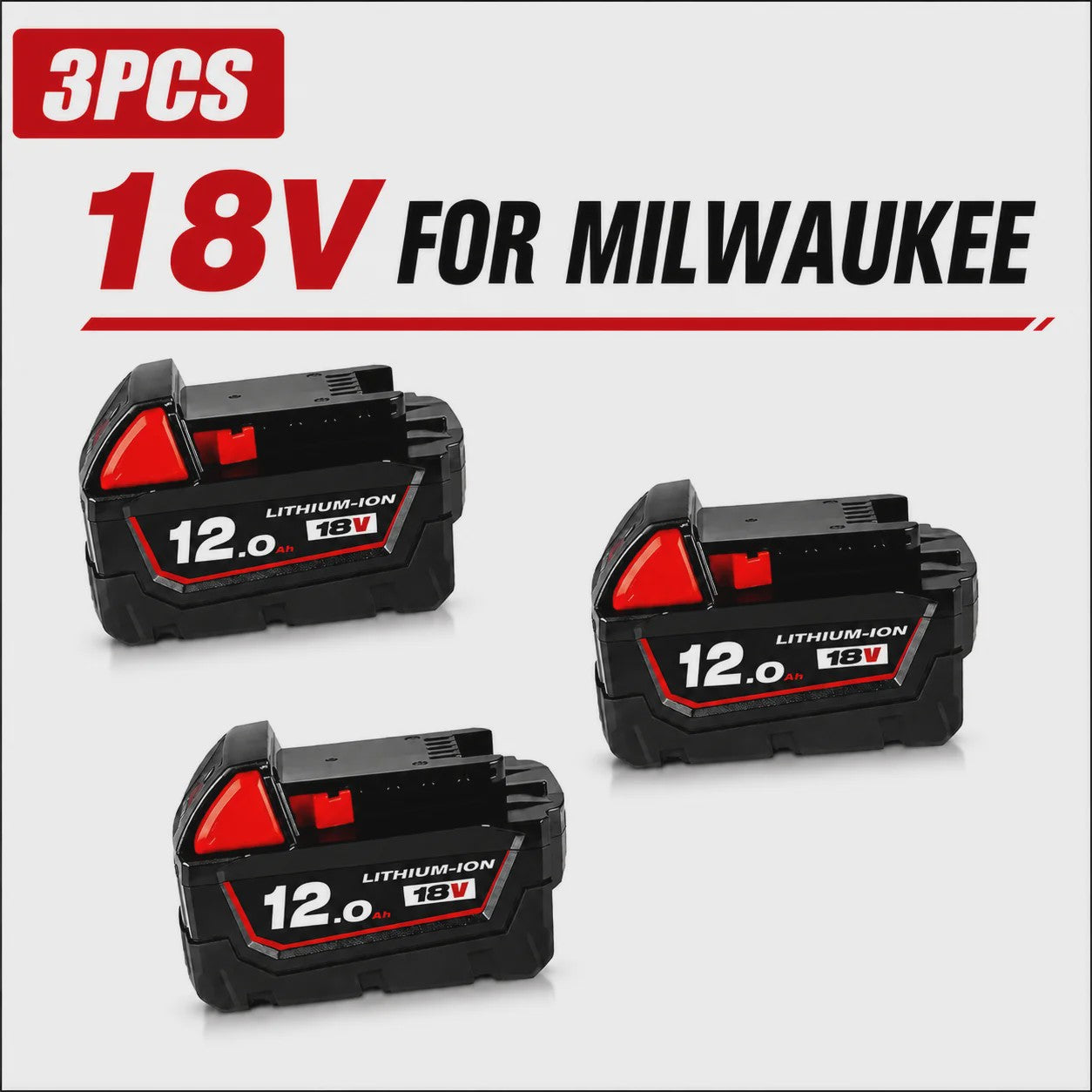 18V Lithium-Ion Accu voor Milwaukee M18 - Hoge Capaciteit 12.0Ah