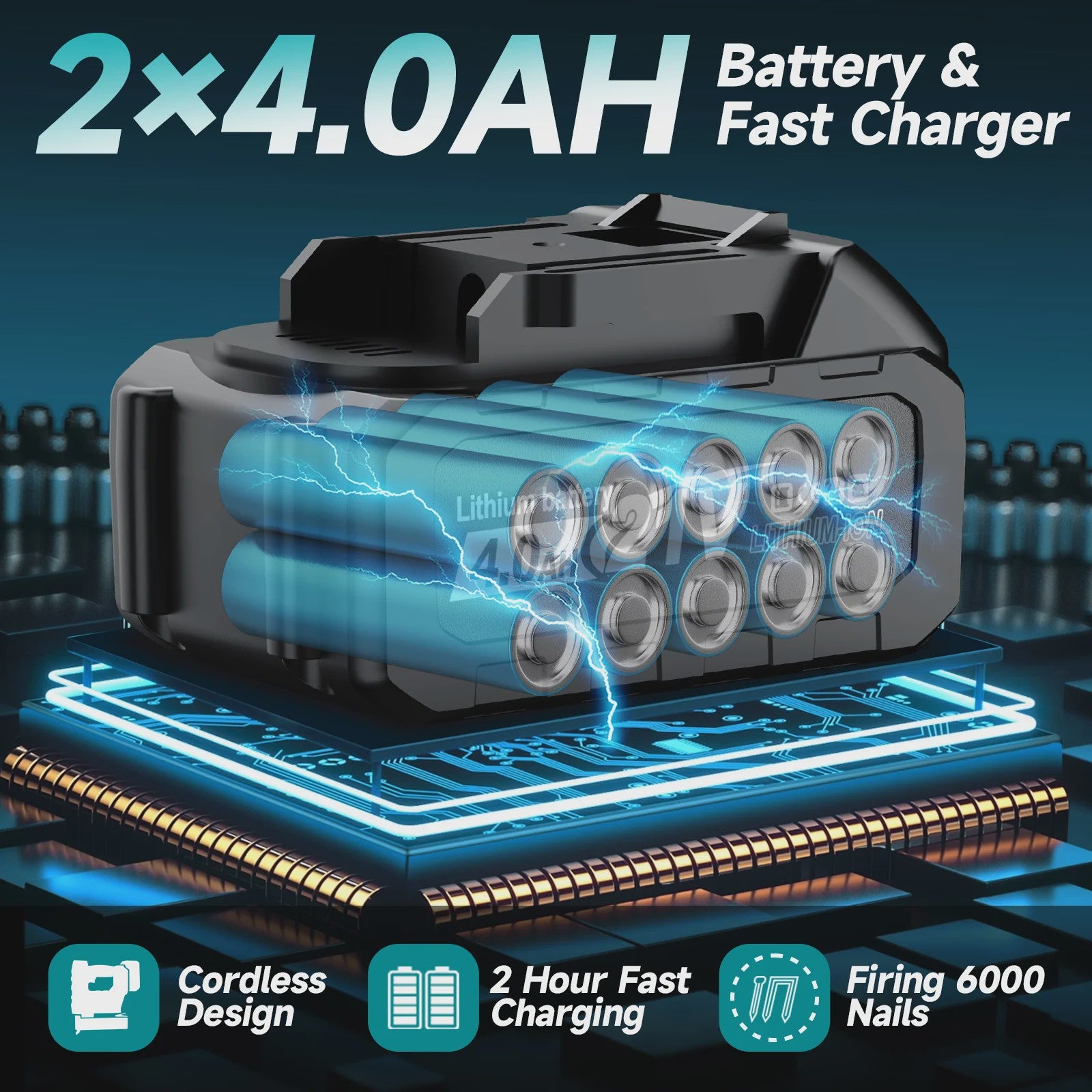 YEARTOP 2-in-1 Accu Tack- en Nagelpistool - Brushless Motor, Krachtig, Makita 18V Compatibel