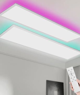 RGB LED Plafondpaneel 120x30cm - 40W, 4400LM, Dimbare Kleurtemperatuur & RGB Achtergrondverlichting met Afstandsbediening