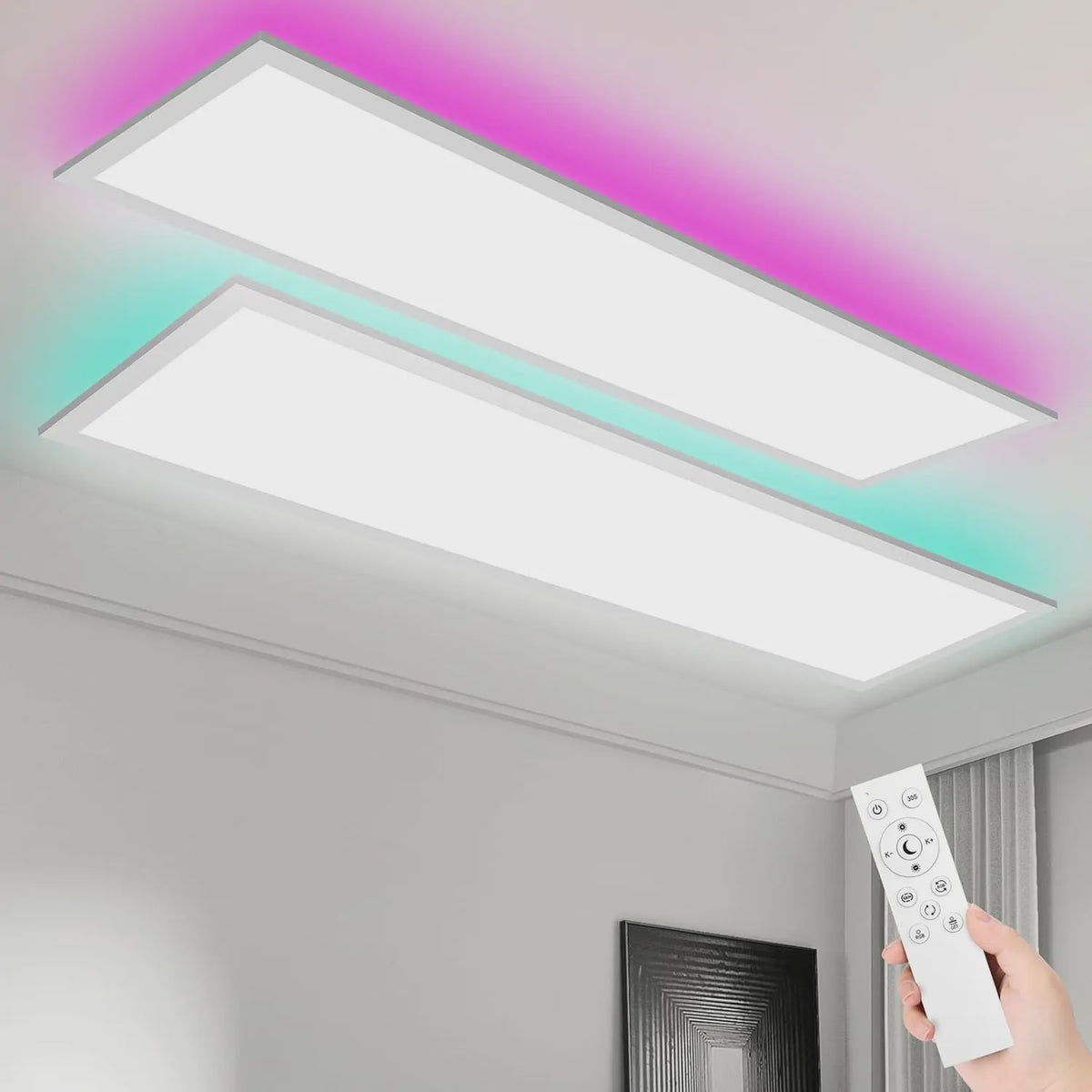 RGB LED Plafondpaneel 120x30cm - 40W, 4400LM, Dimbare Kleurtemperatuur & RGB Achtergrondverlichting met Afstandsbediening