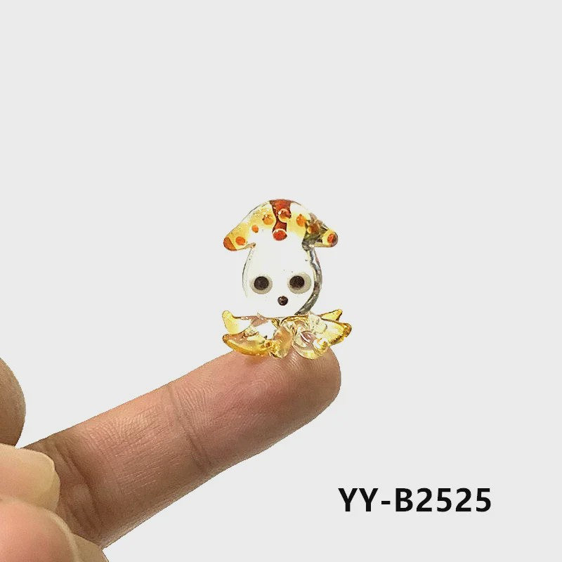 Schattig Mini Glazen Calamari Beeldje - Japans Stijl Zeedier Ornament voor Tafel & Aquarium Decoratie