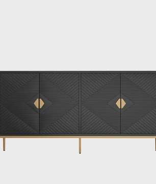 Moderne Minimalistische Buffetkast Sideboard - Zwart met Gouden Accent, 162x40x80cm