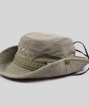 Ademende Outdoor Bucket Hat voor Heren - Zomerse Panama Cap met Mesh voor Vissen, Wandelen & Strand