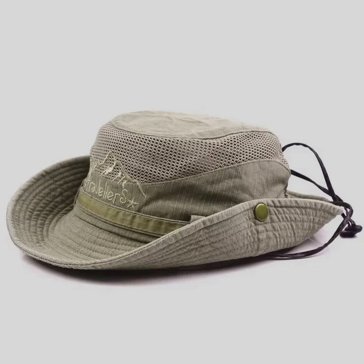 Ademende Outdoor Bucket Hat voor Heren - Zomerse Panama Cap met Mesh voor Vissen, Wandelen & Strand