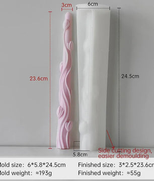 Handgemaakte Lange Kaars Siliconen Mal - Creatieve Bloem & Tak Decoratie - DIY Kaarsen Maken