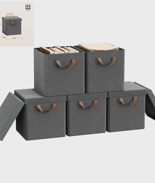 Opvouwbare Opbergbox met Deksel - Set van 3 of 5 - Stoffen Organizer voor Kleding en Speelgoed