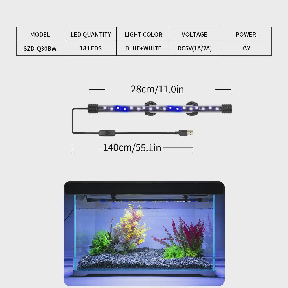 Waterdichte USB LED Aquarium Verlichting - Plantengroei & Decoratie (18-58cm)