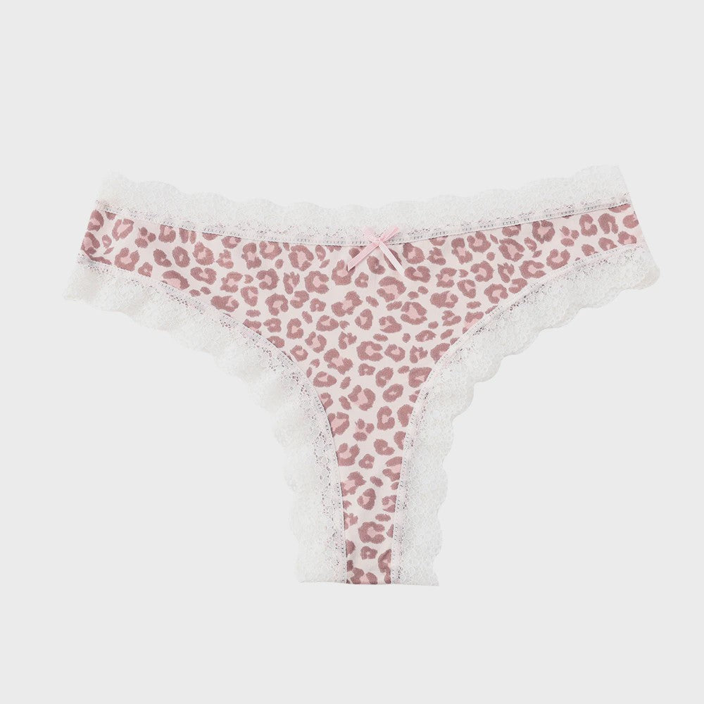 Dames Kant & Luipaardprint Thong Panties - Sexy, Ademend & Comfortabel Ondergoed