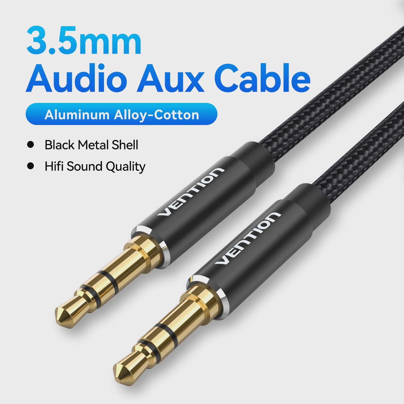 Vention 3.5mm Jack Audio Kabel - Male naar Male Aux Kabel voor Telefoon, Auto, Koptelefoon & Speaker