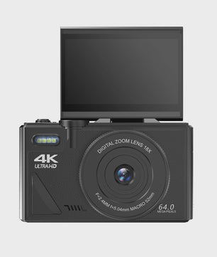 Witte Digitale Camera 64MP met 18x Zoom, WiFi & 3.0" Touchscreen - Ideaal voor Beginners, Kids, Reizen & Vlogging (64GB)