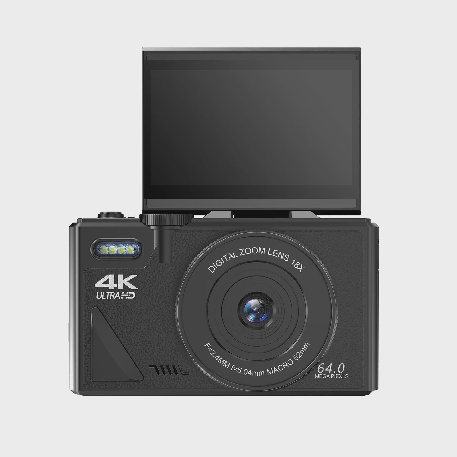 Witte Digitale Camera 64MP met 18x Zoom, WiFi & 3.0" Touchscreen - Ideaal voor Beginners, Kids, Reizen & Vlogging (64GB)