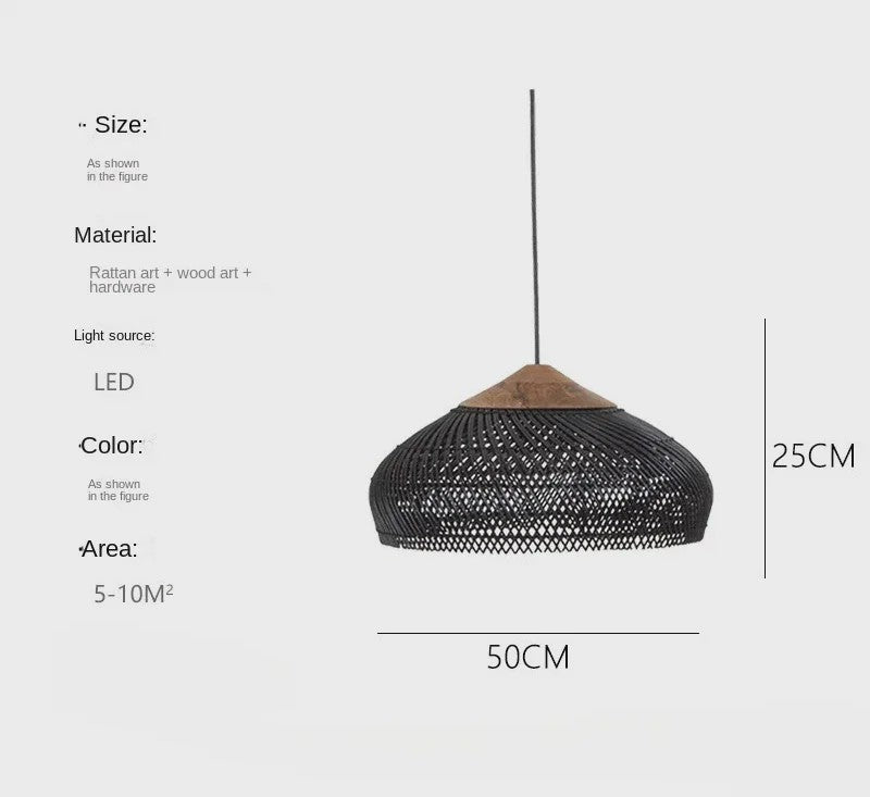 60cm Wabi Sabi Rotan Hanglamp - Japanse Retro Design voor Woonkamer & Eetkamer