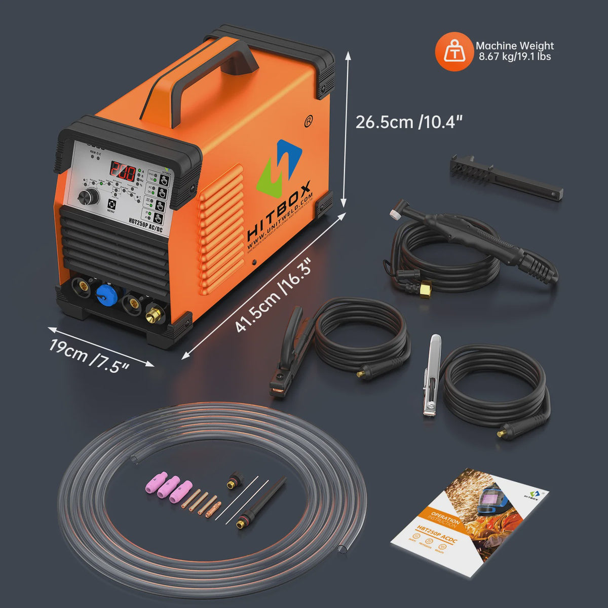 HITBOX HBT250P AC/DC 6-in-1 TIG Lasapparaat - 220V IGBT Inverter voor Aluminium, Staal & Meer