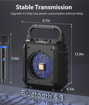 T18 Draagbare Bluetooth Speaker met Microfoon, Karaoke Machine & LED Verlichting