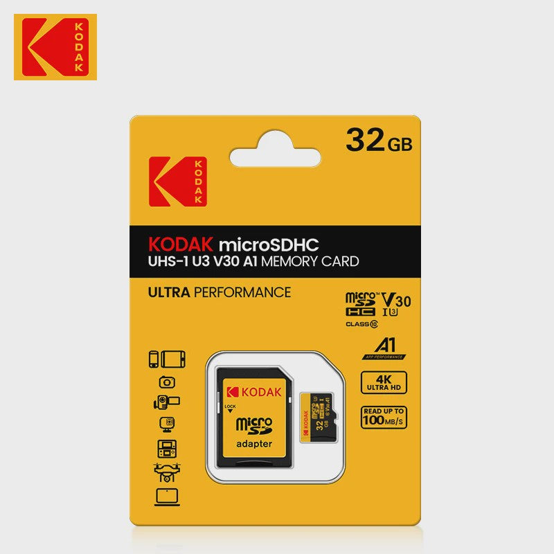 KODAK Micro SD Kaart 16GB - 256GB | Class 10 U3 4K | TF Kaart voor Drone & Telefoon