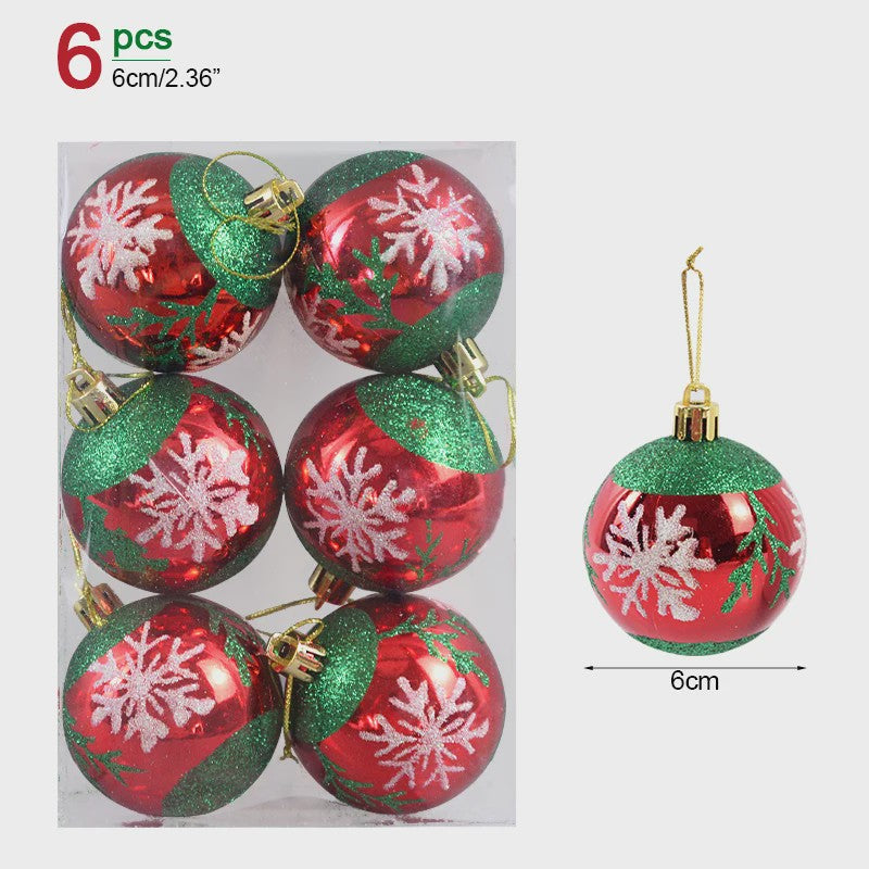 Set van 6 Kerstballen - 6cm Diameter - Decoratieve Kerstboom Hangers