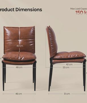 Set van 4 Eetkamerstoelen - Kunstleer, Metalen Poten & Ergonomisch Ontwerp