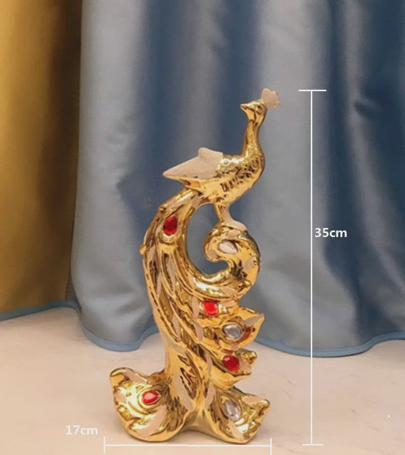 Luxe Gouden Pauwen Beeldjes - Creatieve Decoratie voor Woonkamer & Kast