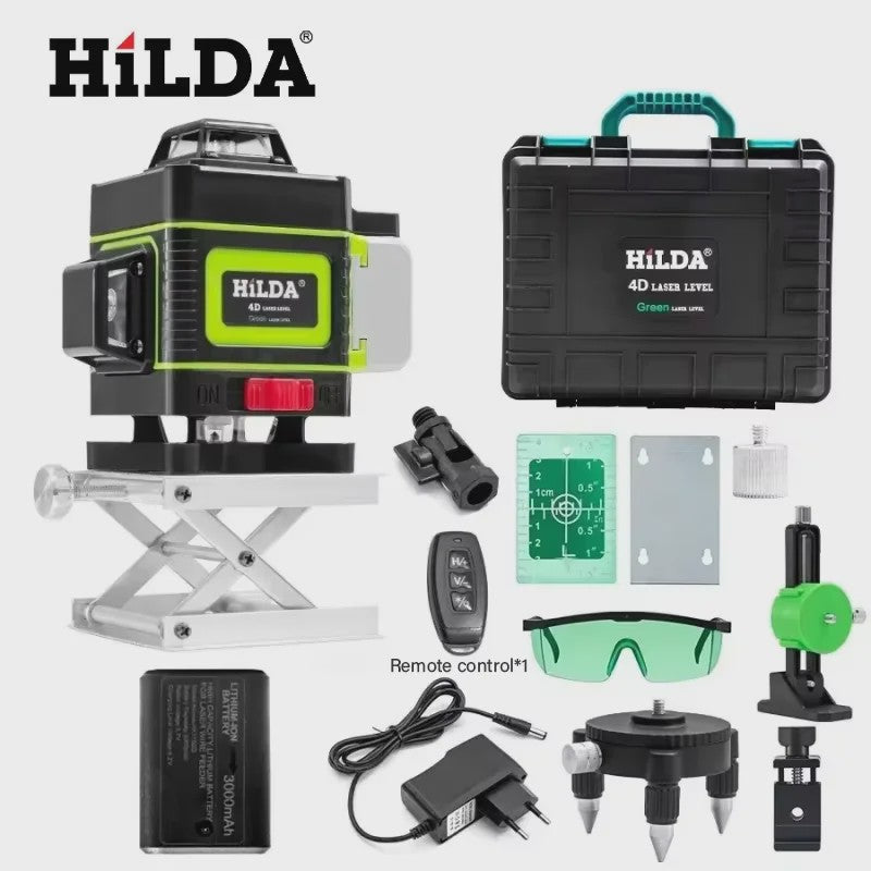 HILDA 16/12 Lijnen Groene Laserwaterpas Zelfnivellerend 360° Horizontaal & Verticaal