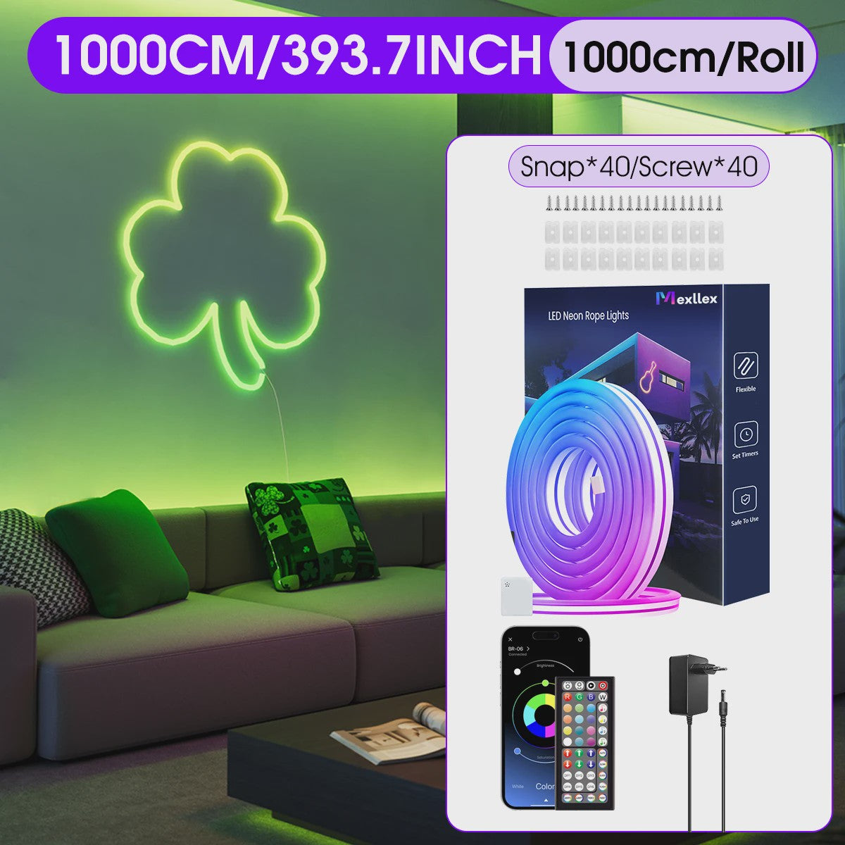 Flexibele RGB LED Neon Touwverlichting 30M/20M - App/Remote Bediening, Muziek Sync, IP65 Outdoor