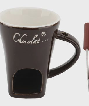 Chocolade Smeltmok met Vork - Keramische Fondue Beker voor Smelten en Warmer Houden