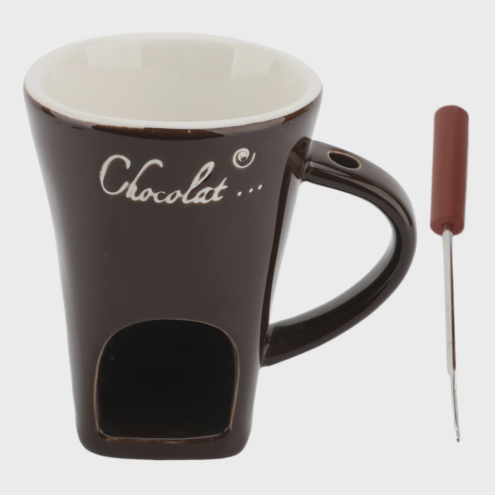 Chocolade Smeltmok met Vork - Keramische Fondue Beker voor Smelten en Warmer Houden