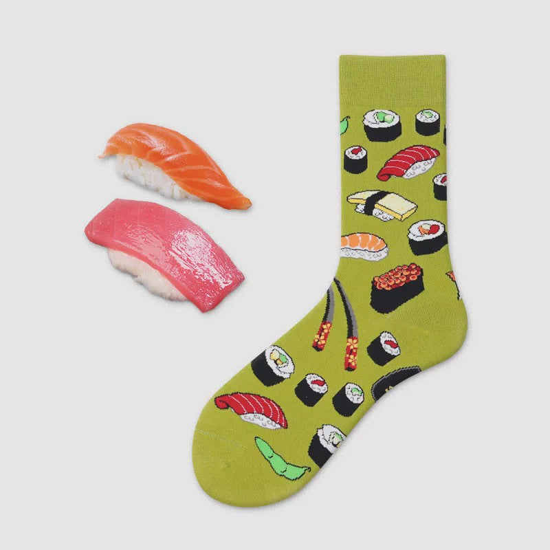 Grappige Heren Sokken met Food Prints: Avocado, Friet, Burger, Bier & Meer | Harajuku Stijl