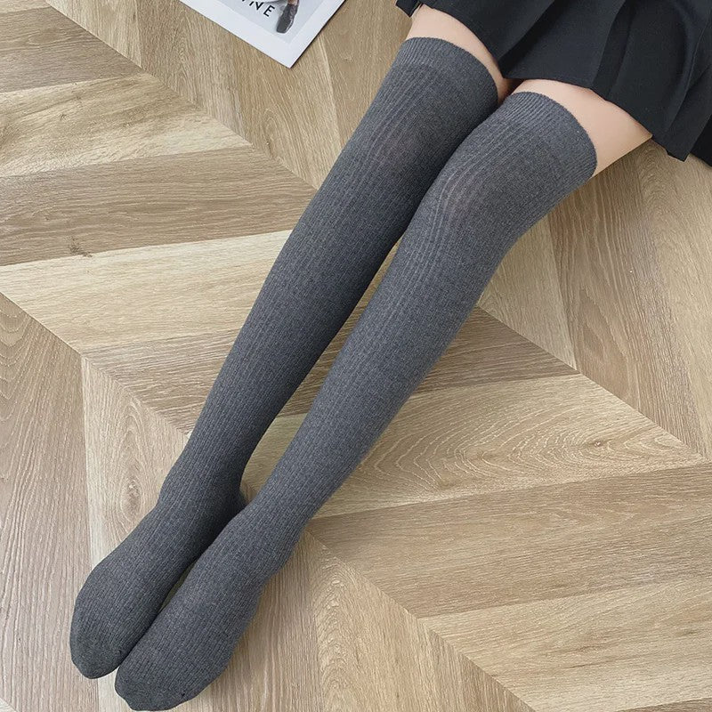 Dames Hoge Sokken Wol Blend - Ribgebreid, Warm & Zacht voor de Winter