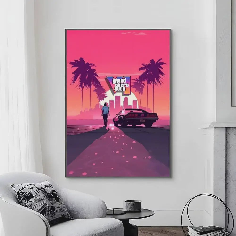 Grand Theft Auto Game Posters - Zelfklevend Muurdecoratie voor Fans