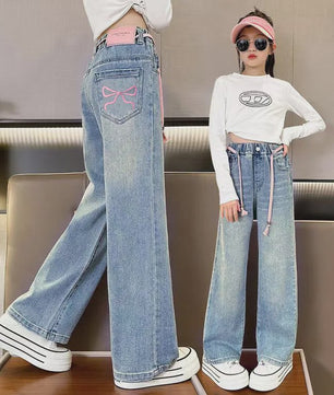Stoere Wijde Jeans voor Meisjes - Comfortabele Streetwear Kinderbroek