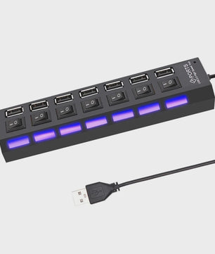 7-Poorts USB Hub met Individuele Aan/Uit Schakelaars - Hoge Snelheid USB 2.0 Splitter