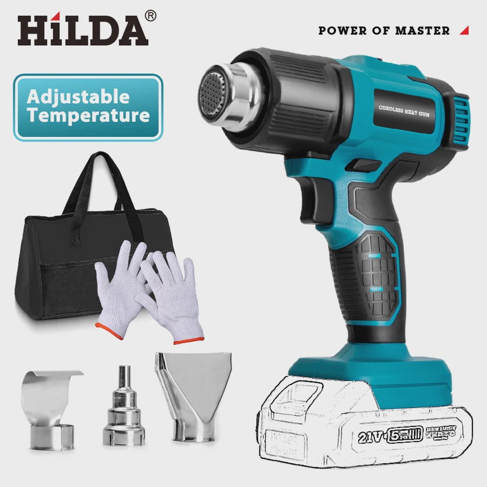 HILDA Accu Hittepistool - Draadloos, Krachtig & Veelzijdig voor Verf Verwijderen, PVC Lassen & DIY Klussen (Makita Accu Compatibel)