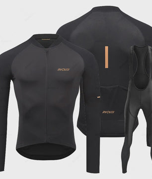 Heren Fietsset Lange Mouw Jersey met Bib Pants - Ademend en Comfortabel