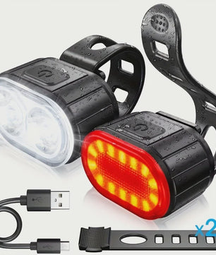 Oplaadbare Fietsverlichting Set: Voor- en Achterlicht met USB