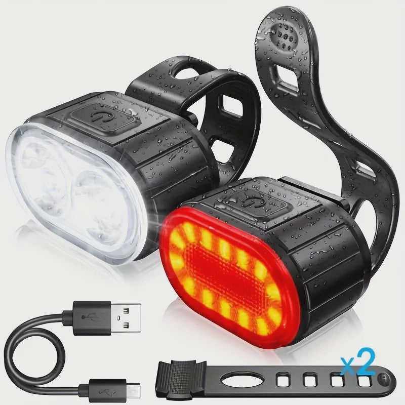 Oplaadbare Fietsverlichting Set: Voor- en Achterlicht met USB