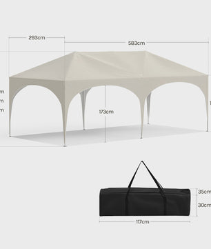WOLTU Partytent 3x6m Groen - Waterdicht, UV-bestendig met 6 Zijwanden & Verstelbare Hoogte