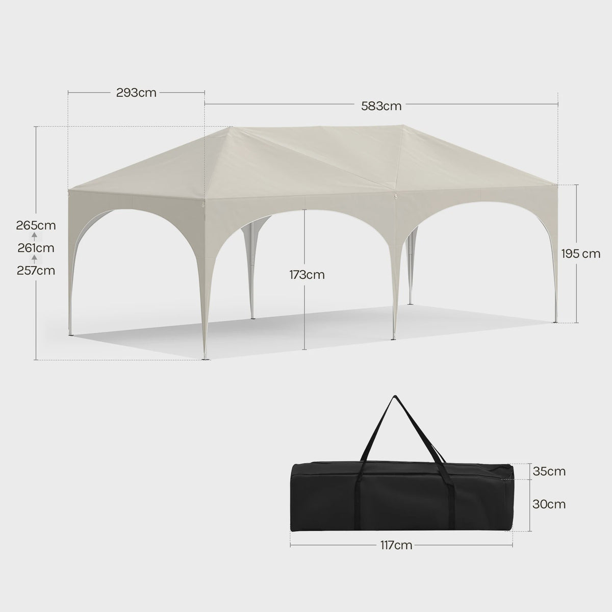 WOLTU Partytent 3x6m Groen - Waterdicht, UV-bestendig met 6 Zijwanden & Verstelbare Hoogte