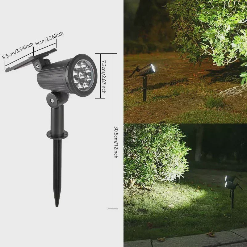 Verstelbare Solar Spotlight met 9 LED's - IP65 Waterdicht & Grondspot/Wandlamp