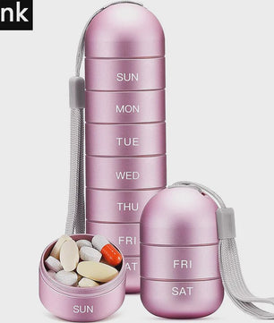 Waterdichte Pillendoos 7 Dagen - Aluminium Pillenhouder met Sleutelhanger