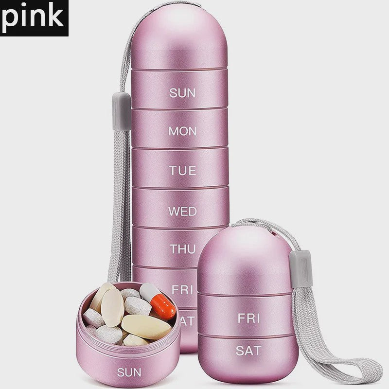 Waterdichte Pillendoos 7 Dagen - Aluminium Pillenhouder met Sleutelhanger