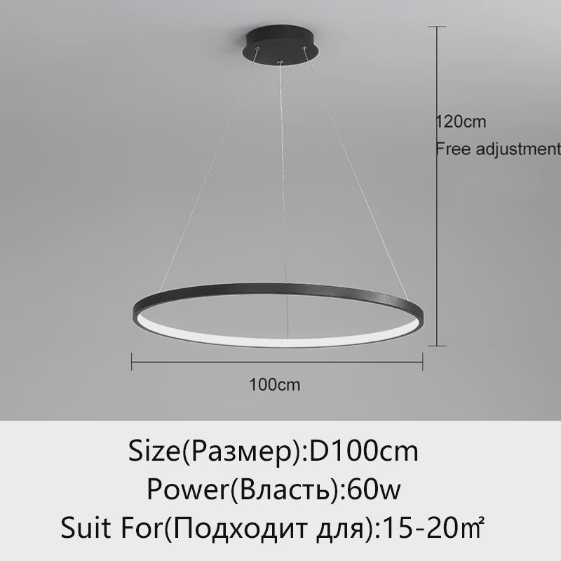Moderne Ronde LED Plafondlamp Zwart/Wit - Dimbaar Hanglamp voor Keuken en Woonkamer